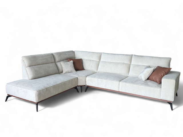 UGAONA GARNITURA ANKONA TUD 310*240 1R LEVA STOF METROPOLIS SILVER 08/POSTOLJE AMERICKI ORAH NOGICE CRNA MAT STOF SIVI