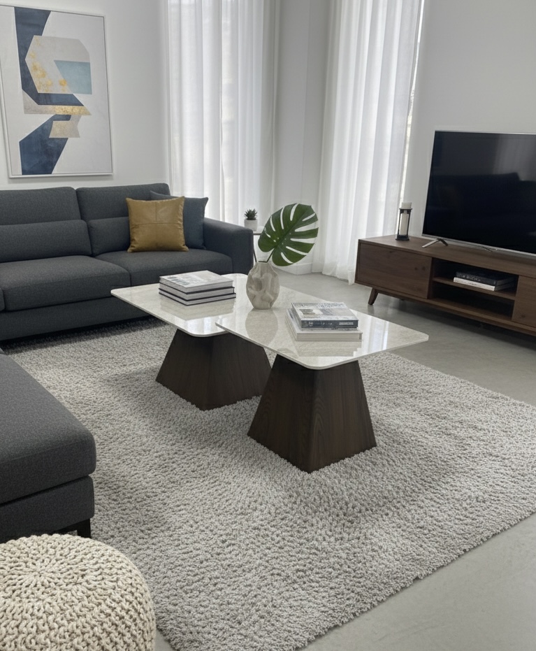 KLUB STO SET 6050 BEZ KERAMICKA PLOCA/BRAON POSTOLJE 800*800MM+600*600MM